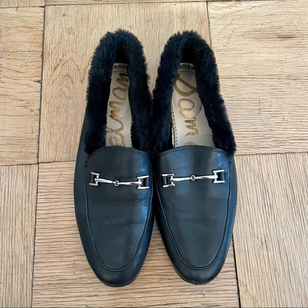 Sam Edelman Black Loraine Faux-Fur Leather Loafers